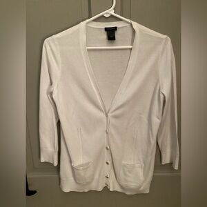 Ann Taylor Ivory Button-Up Cardigan